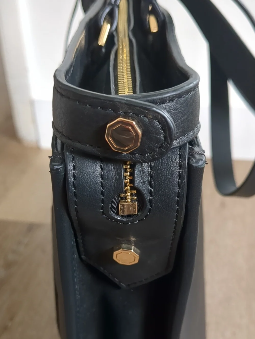 Louise Et Cie Black Leather Briefcase Work Tote